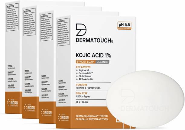 Dermatouch Kojic Acid 1% Soap with Glutathione | For Pigmentation & Sun damage | 75g x 4