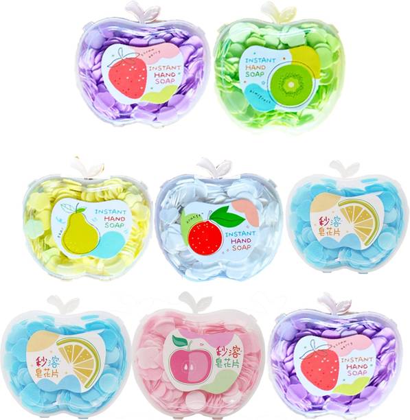 MOSKLIN Apple Shape Paper Soap with Fragrance For Travel, Bath & Hand Wash Pack of - 8
