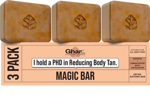 Ghar Soaps Wood And Saffron Soap For Glowing & Refreshing Skin (pack of 3)