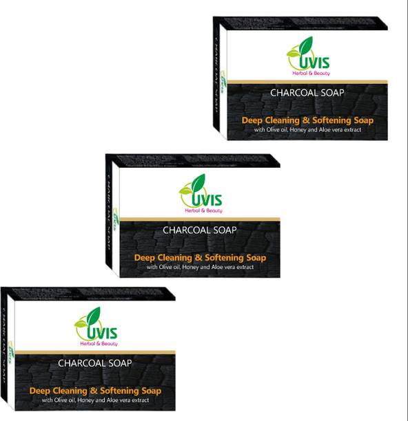 UVIS Herbal & Beauty Charcoal Soap (Pack of 3)