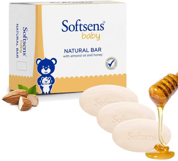 Softsens Natural Bar Soap with Honey, Orange & Natural Almond Oil 3 Soaps x 100g