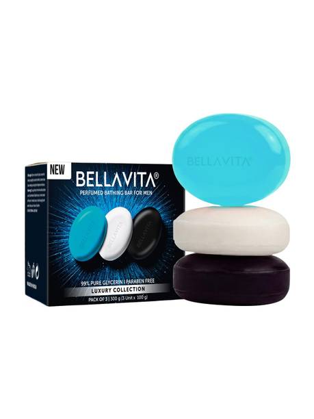 BELLAVITA Perfumed Bathing Soap Bar For Men|3X100gm|Helps in Relaxing & Cleansing Skin|