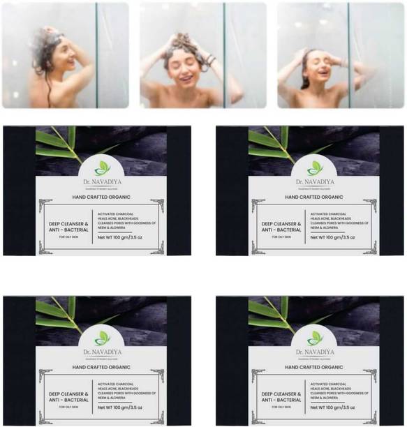 Dr. NAvadiya 4 Combo Pack Of Charcoal Soap For Dirt Removal & Deep Cleansing