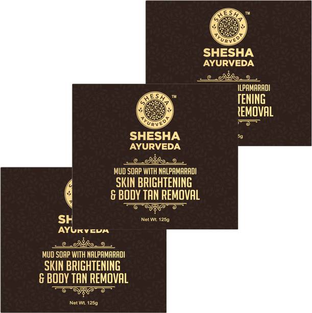 shesha ayurveda Mud With Nalpamaradi Skin Brightening Soap Bar 125G For Oily Skin - Pack Of 3
