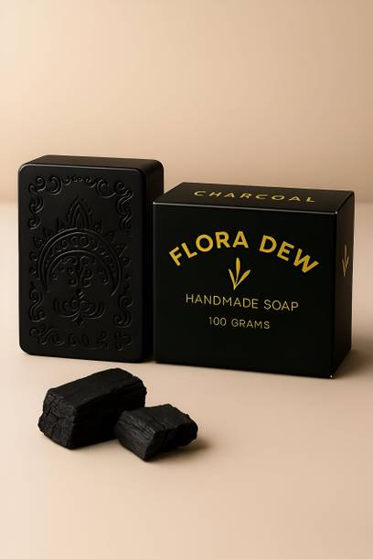 FLORA DEW Charcoal Bathing Soap Bar | Natural & Gentle | Pack of 1 | Men & Women