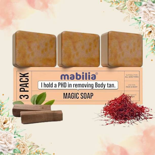 Mabilia Soft Skin Soap – Ayurvedic Kesar and Chandan Bath Bar Pack of 3