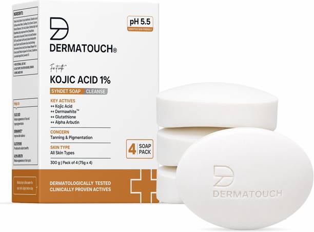 Dermatouch Kojic Acid 1% Soap with Glutathione | For Pigmentation & Sun damage | 75g x 4