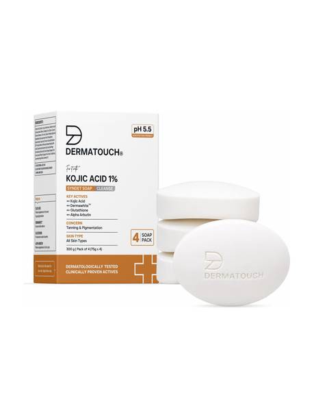 Dermatouch Kojic Acid 1% Soap with Glutathione | For Pigmentation & Sun damage | 75g x 4