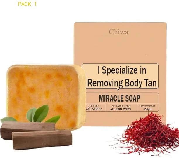 CHIWA Soft Bath Glow Soap | Herbal Bars with Saffron & Sandal for Beauty