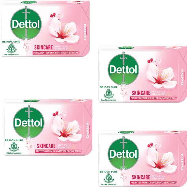 Dettol Moisturizing Soap Skincare Pink For Bright & Glow Pack of - 150g x 4