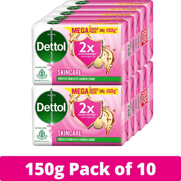 Dettol Skincare Moisturizing Bathing Soap with Argan Oil, 150g x 5 (Pack of 2)