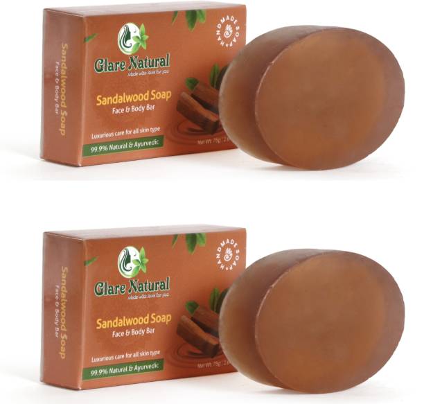 glarenatural Sandalwood Handmade, 100% Pure, Natural Soap Refreshing and Hydrating Skin-Care