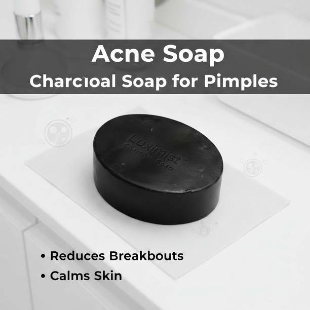 LUXIMIST Charcoal and Coconut Oil Soap for Natural Skin Glow