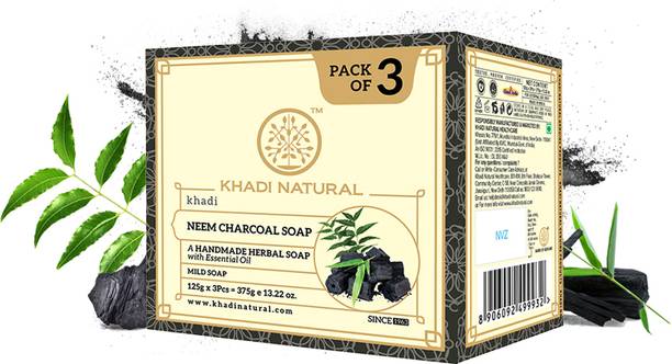 KHADI NATURAL Neem Charcoal Soap |Removes Impurities | Paraben & Sulphate Free| All Skin Types