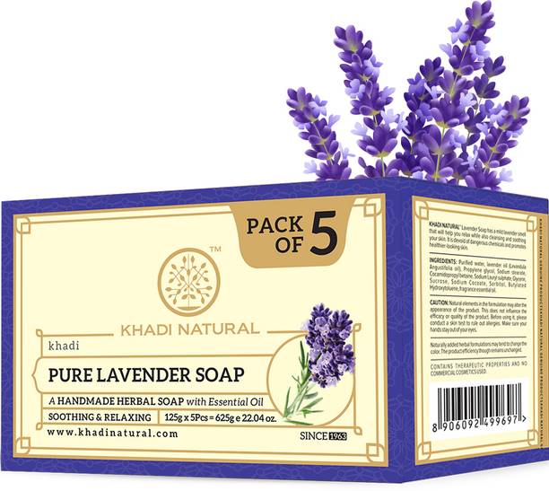 KHADI NATURAL Herbal Pure Lavender Soap (Pack of 5) (625 g)