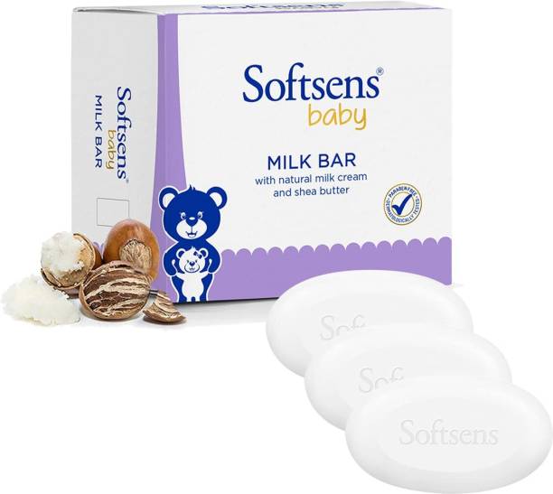 Softsens Moisturizing Milk Soap Bar Enriched with Natural Milk Cream & Shea Butter 100gx3