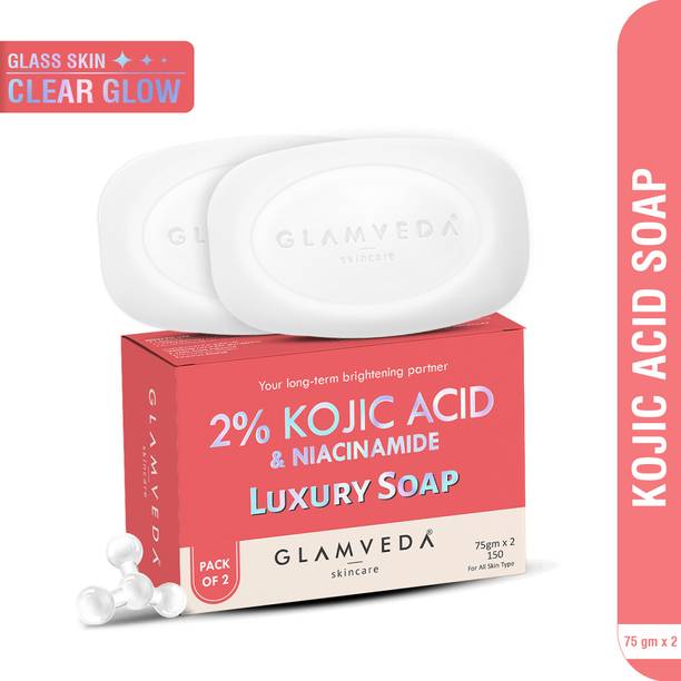 GLAMVEDA 2% Kojic Acid Skin Lightening Soap with Niacinamide | For Dark Spots