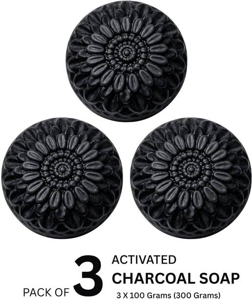 LA GLORIOUS Herbals ACTIVATED CHARCOAL Natural Hand Made Soap Pack of 3