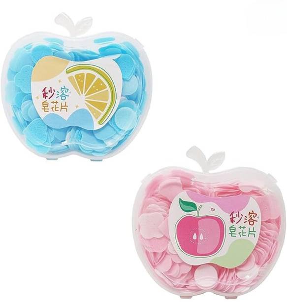 CRAZYGOL Disposable Mini Paper Soap Paper Heart Portable Fruit Flower Apple Shape