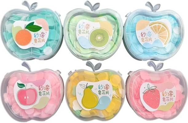 Glowsync 6 pack of apple shape box Disposable Hand Wash Cleaning Paper Soap Travel Soap