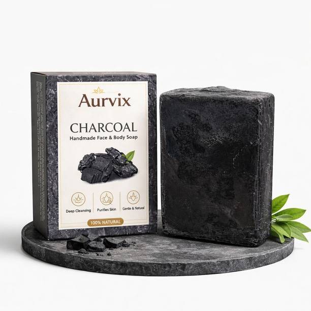 Aurvix Charcoal Detox SoapDeep Cleansing Natural Face & Body Bar