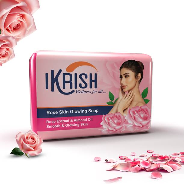 IKRISH Rose Skin Glowing Soap enriched with Goodness of Rose & Almond Oil, Paraben Free