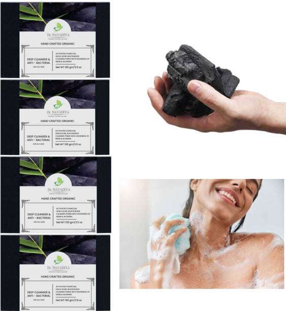 Dr. NAvadiya 4 Pack Of Combo Charcoal Soap For Skin Glowing & Dirt Removal