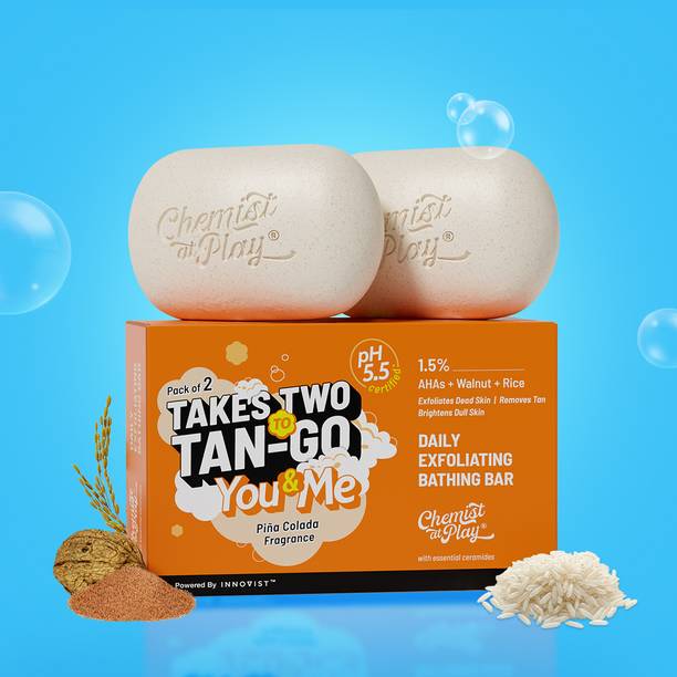 Chemist at Play Exfoliating Bathing Bar | AHA, Walnut, Rice | Detans & Brightens | pH 5.5 Soap