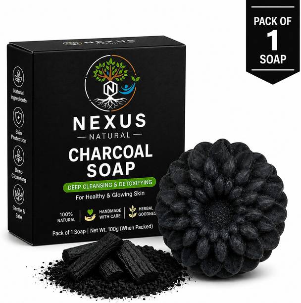 NEXUS NATURAL Handmade Charcoal Soap for Deep Cleansing & Detoxifying - (Pack of 1)
