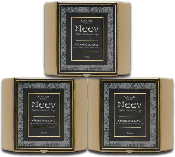 Neev Herbal Handmade Charcoal Soap (100gms) - Set of 3
