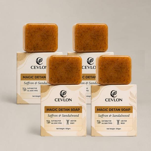 CEVLON Saffron & Sandalwood Soap for DeTan & Skin Brightening