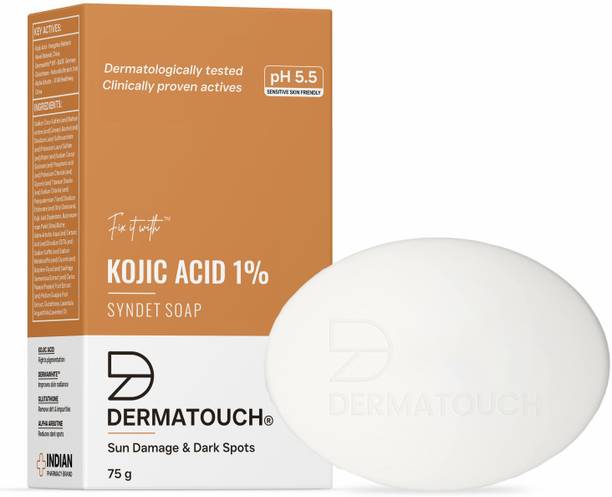 Dermatouch कोजिक एसिड 1% सोप विथ ग्लूटाथिओन | फॉर पिगमेंटेशन एंड सन डैमेज