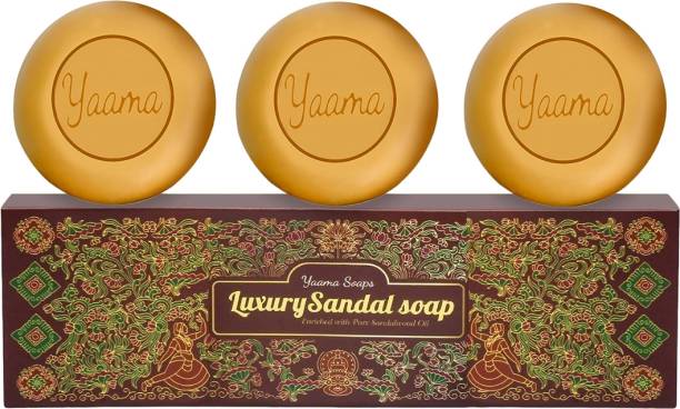 YaamaSoaps Enriched with Pure Luxury Sandalwood Oil, Skin Friendly, Trio Pack