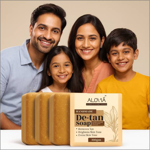ALOVIA Sandalwood De-Tan Soap | Smooth Skin Glow Bar for Radiant Clear Look