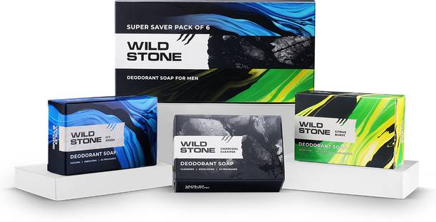 Wild Stone Soap Combo for Men - Icy Fresh, Charcoal Cleanse & Citrus Burst | 100gm Each |