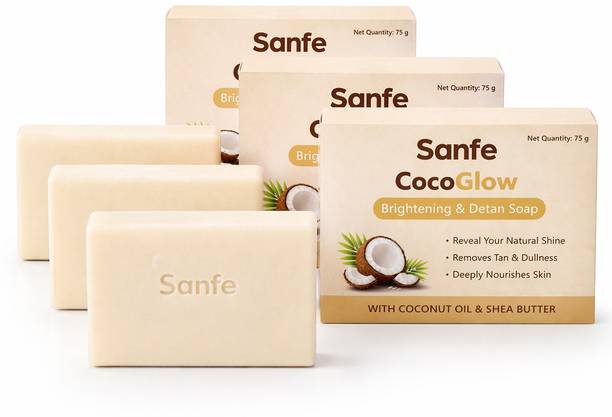 Sanfe Cocoglow Brightening & Detan Soap| Suitable for Face & Body