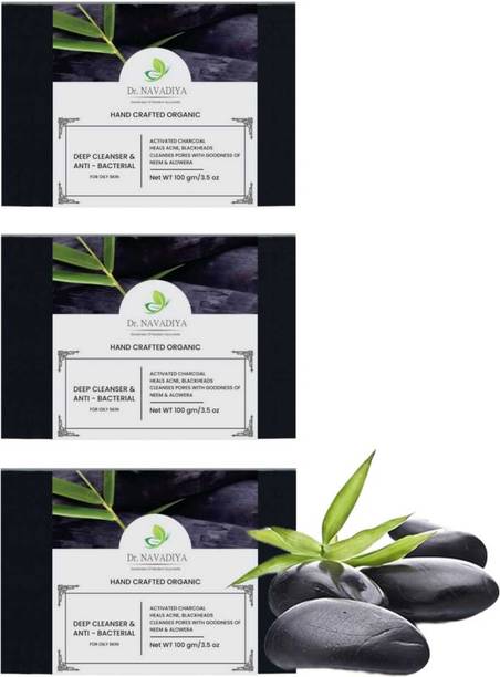 Dr. NAvadiya 3 Pack Combo Charcoal Soap For Skin Moisturizing & Face Glow