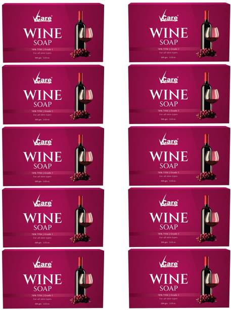 Vcare Red Wine Bathing Soap Bar for Body & Face 100g Reduce Fine Lines & Wrinkles PK10