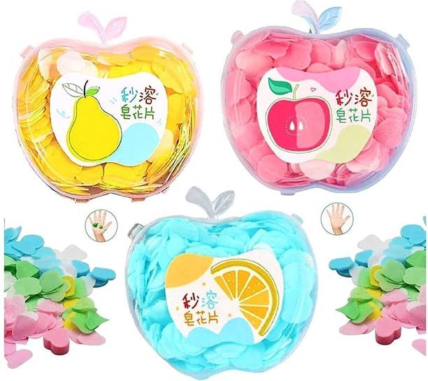 asija makeovers Trending 3 Pc Appple shape Paper Soap in Plastic Box For Travel