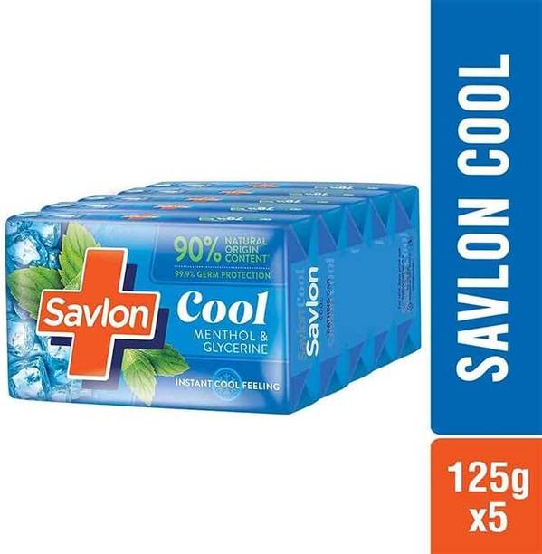 Savlon Cool Soap with Menthol & Glycerin | (125g - Combo Pack of 5), For All Skin Types