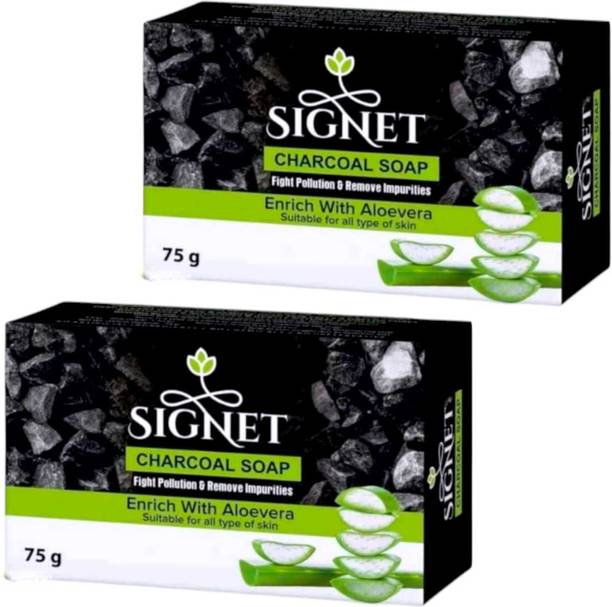 FLORENTHA SIGNET CHARCOAL SOAP FOR CLEAN & SMOOTH SKIN PACK OF 2