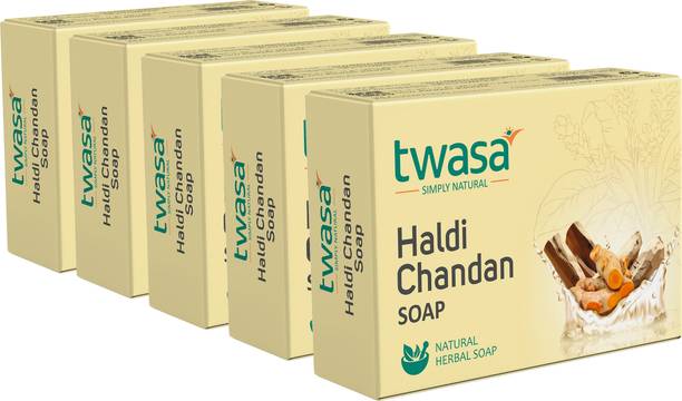 Twasa Natural Herbal Haldi Chandan Soap For Glowing Skin, Acne, Anti-Aging