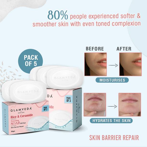 GLAMVEDA Rice & Ceramide Skin Brightening Soap | For Even Toned & Korean Glass Skin