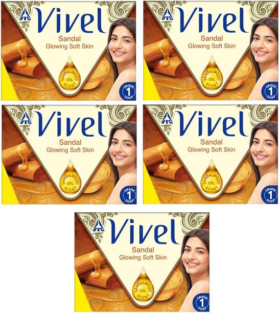 Vivel Sandal Glowing Soap (90g X 5) [Buy 4Get 1 Free]