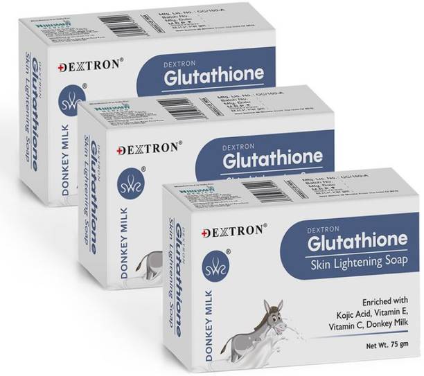 DEXTRON Glutathione Donkey Milk Soap 75 g With Donkey Milk, Vitamin C & Kojic Acid