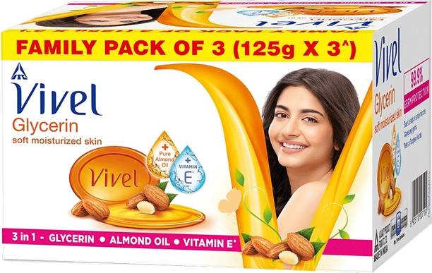Vivel Glycerin Bathing Bar Soap with Pure Almond Oil & Vitamin E