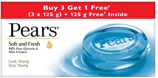Pears Soft and Fresh Soap Bar -Glycerin and Mint Body Soaps