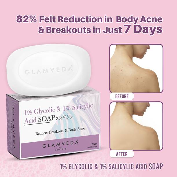GLAMVEDA Anti Acne Glycolic & Salicylic acid soap| Reduces dark spot & Acne scars