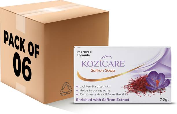 Kozicare सैफ्रन सोप | स्किन ब्राइटनिंग एंड डार्क स्पॉट रिमूवर -75gm (पैक ऑफ 6)