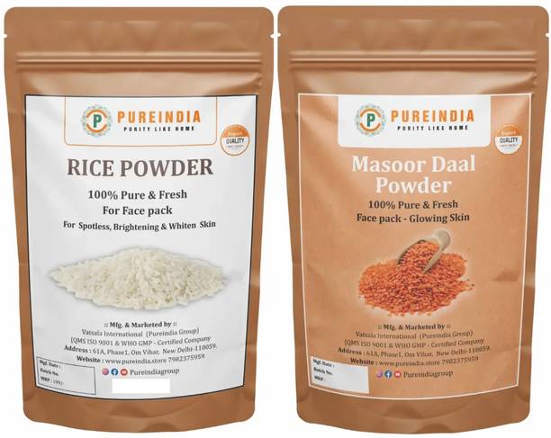pureindia Rice Powder & Masoor daal Powder For Face, 50-50 gm Each. Natural Ubtan .